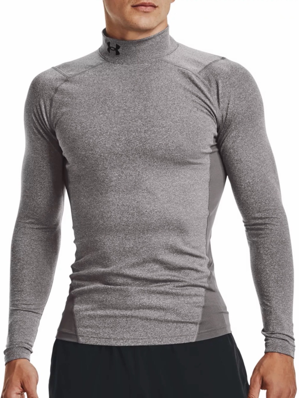 NWT Men's Under Armour ColdGear Fitted Mock Neck Shirt - Grey Size Large